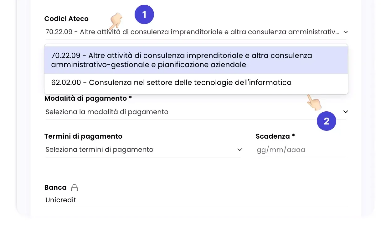 Inserire Codice Atece in Fattura
