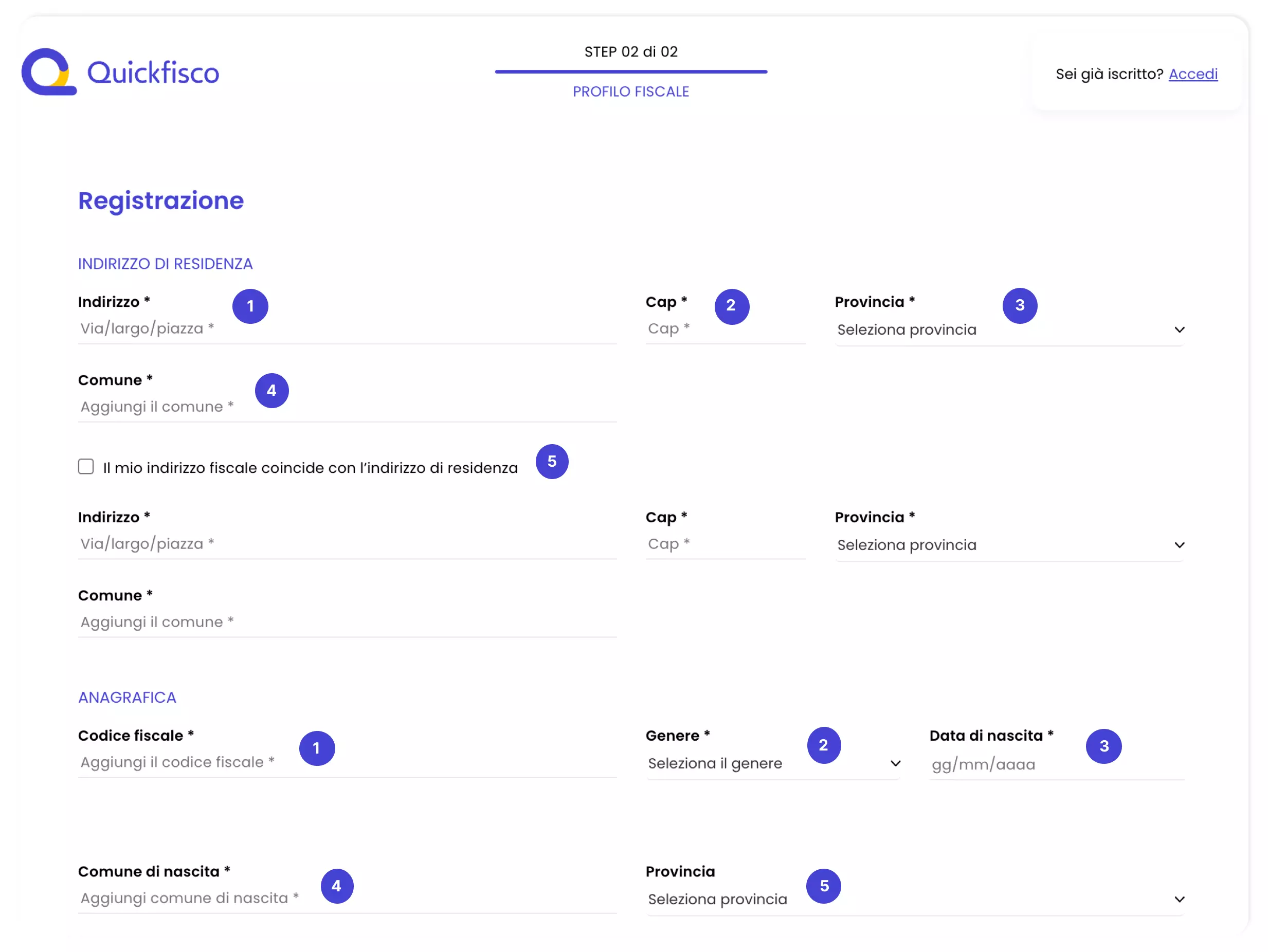 Form Registrazione QF