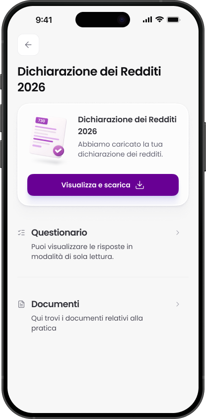 App quickfisco per fare 730 online dashboard documenti