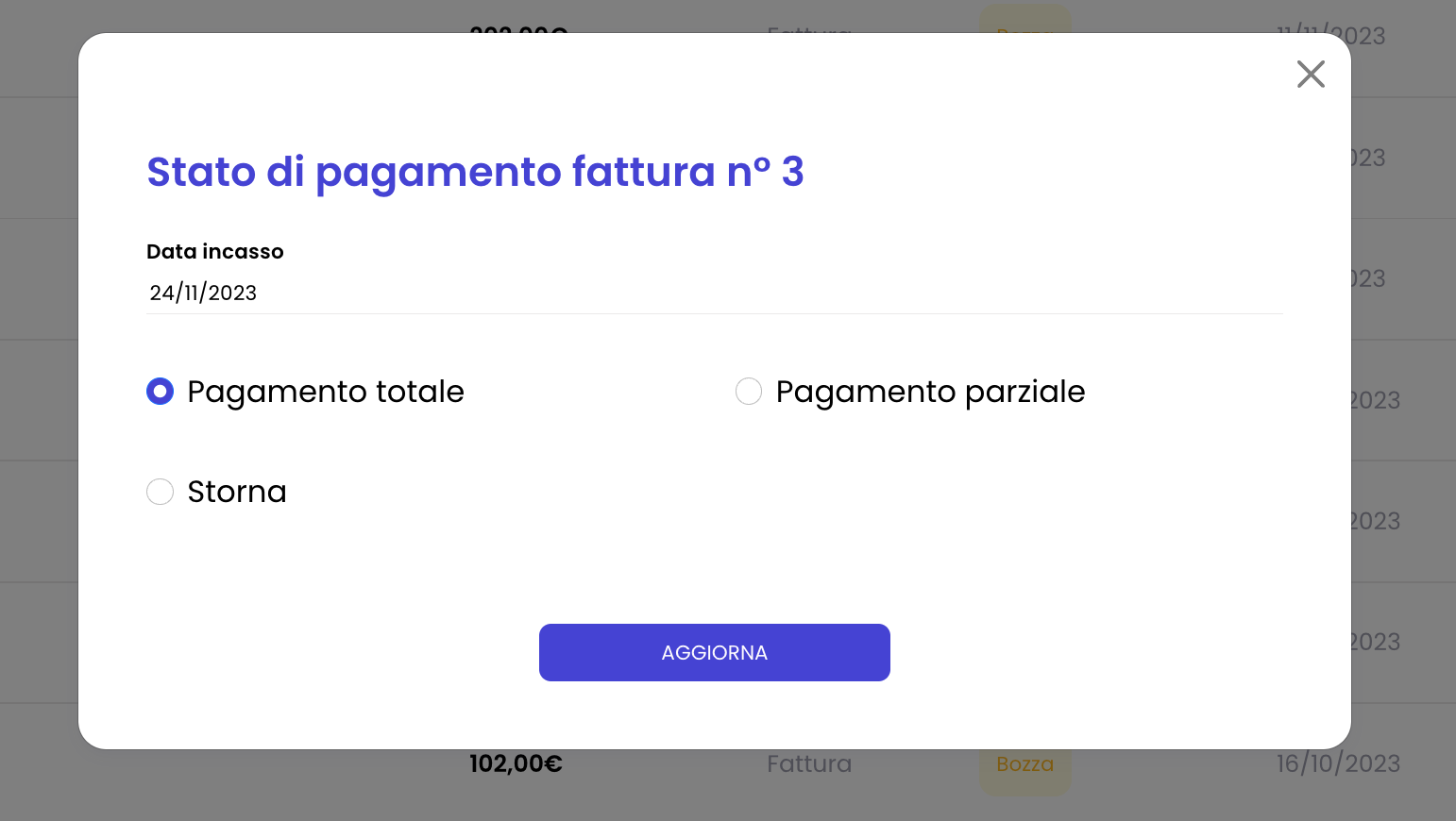 Modificare Stati Pagamento