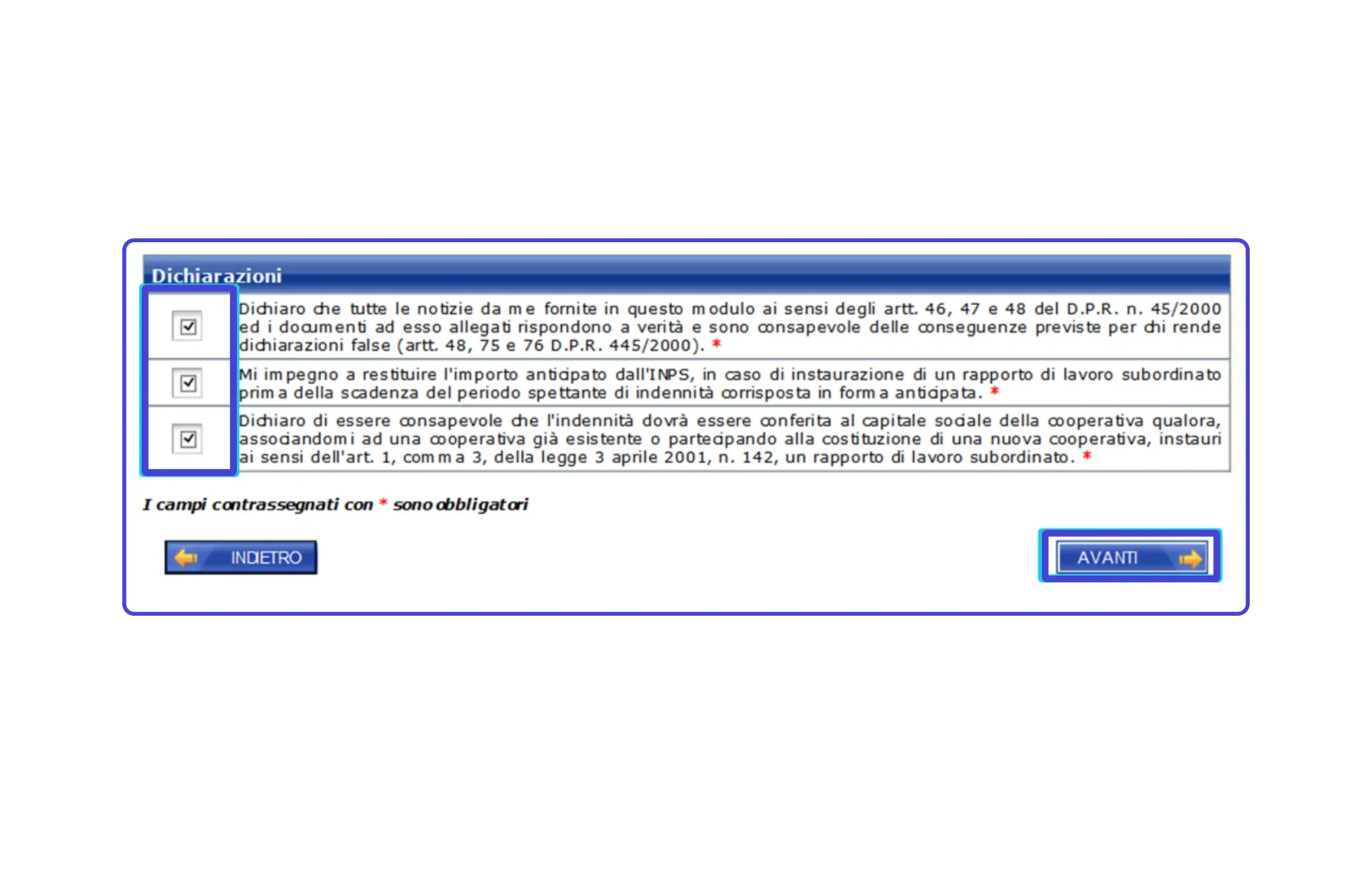 naspi anticipata, dichiarazioni