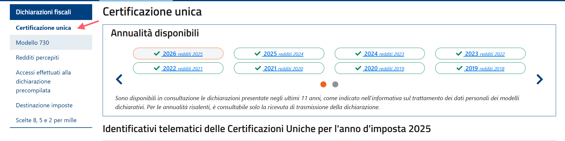 scarica certificazione unica