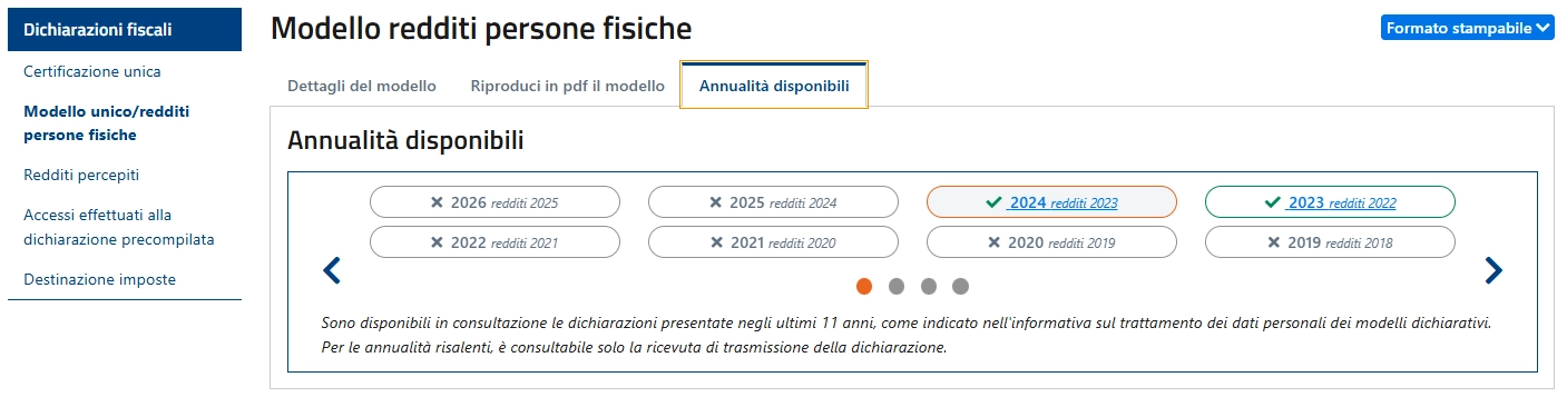 scaricare modello unico anni precedenti